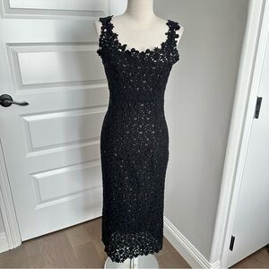 Chic Black Crochet Midi Dress